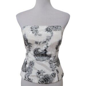 White House Black Market Size 4 Strapless Floral Brocade Corset Bustier Top